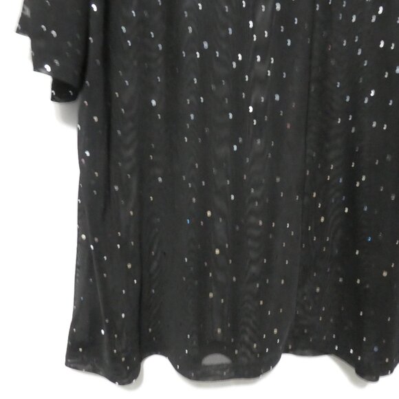 Unbranded | P2P 24 inches measured | Sheer Black Short Sleeve Sequin Shirt - Picture 12 of 13